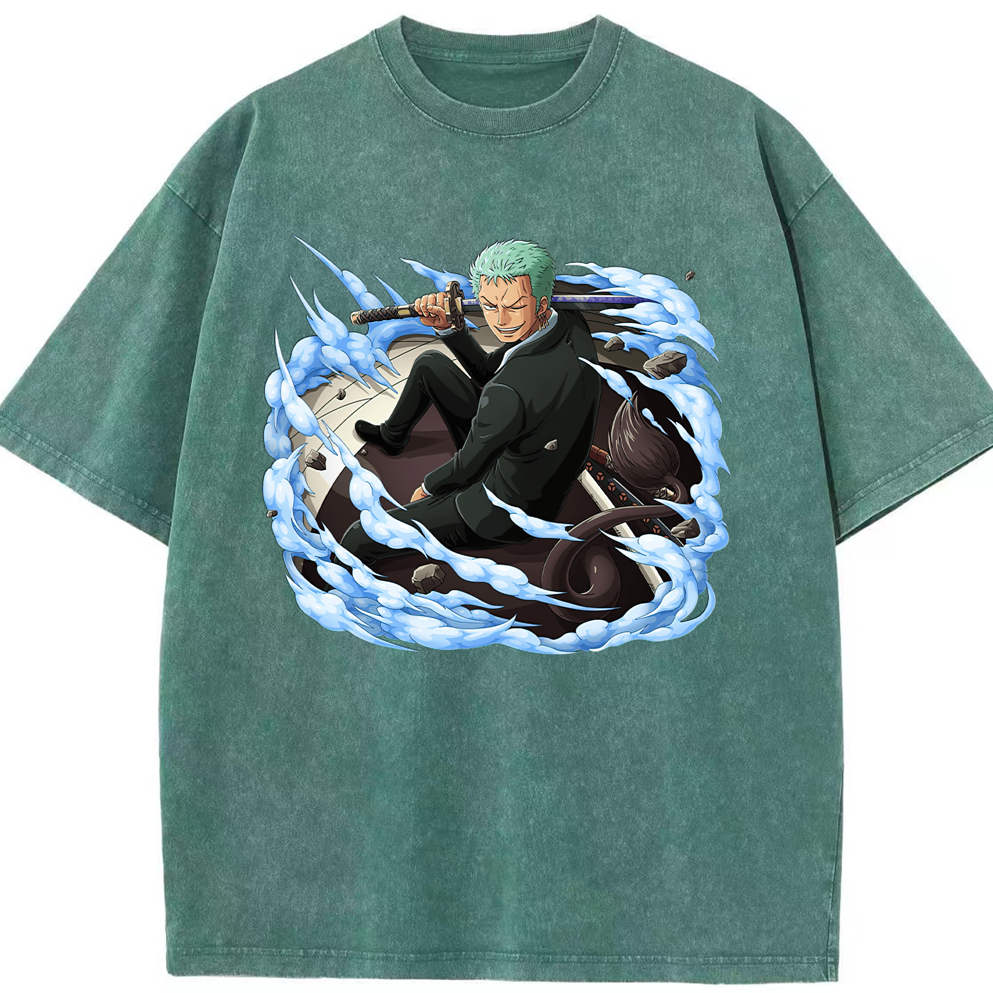 ワンピース ロロノア・ゾロ ONE PIECE Roronoa Zoro 綿100% ヴィンテージ風 半袖Tシャツ（フロントプリント）